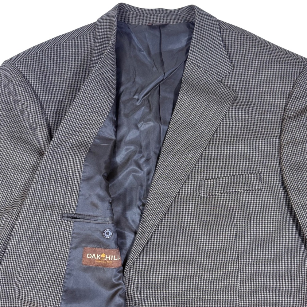 Oak Hill Brown Houndstooth 100%‎ Wool Blazer Mens Size 54 REG Sport Coat